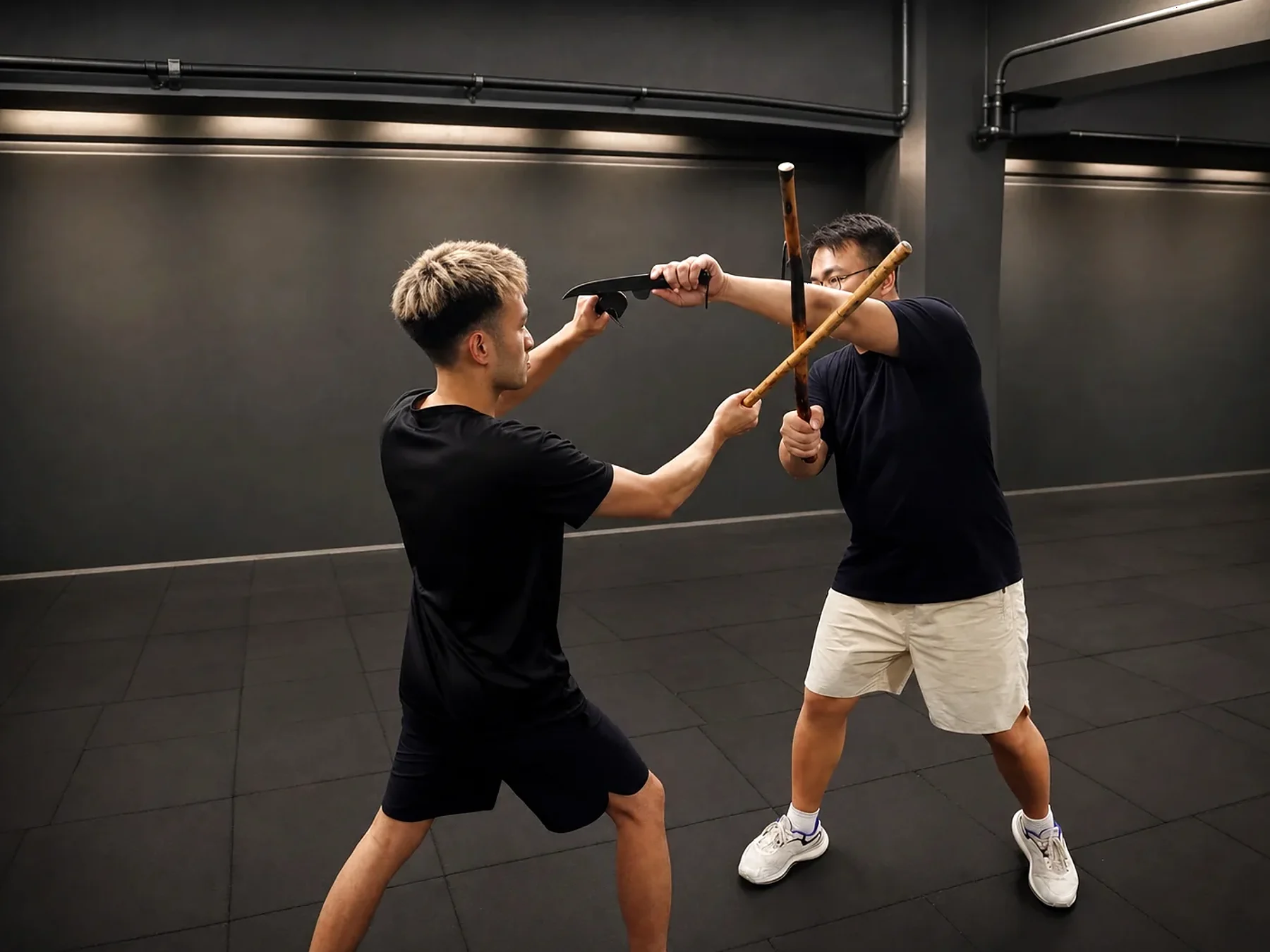 Mayair Combat short knife and stick line control drill